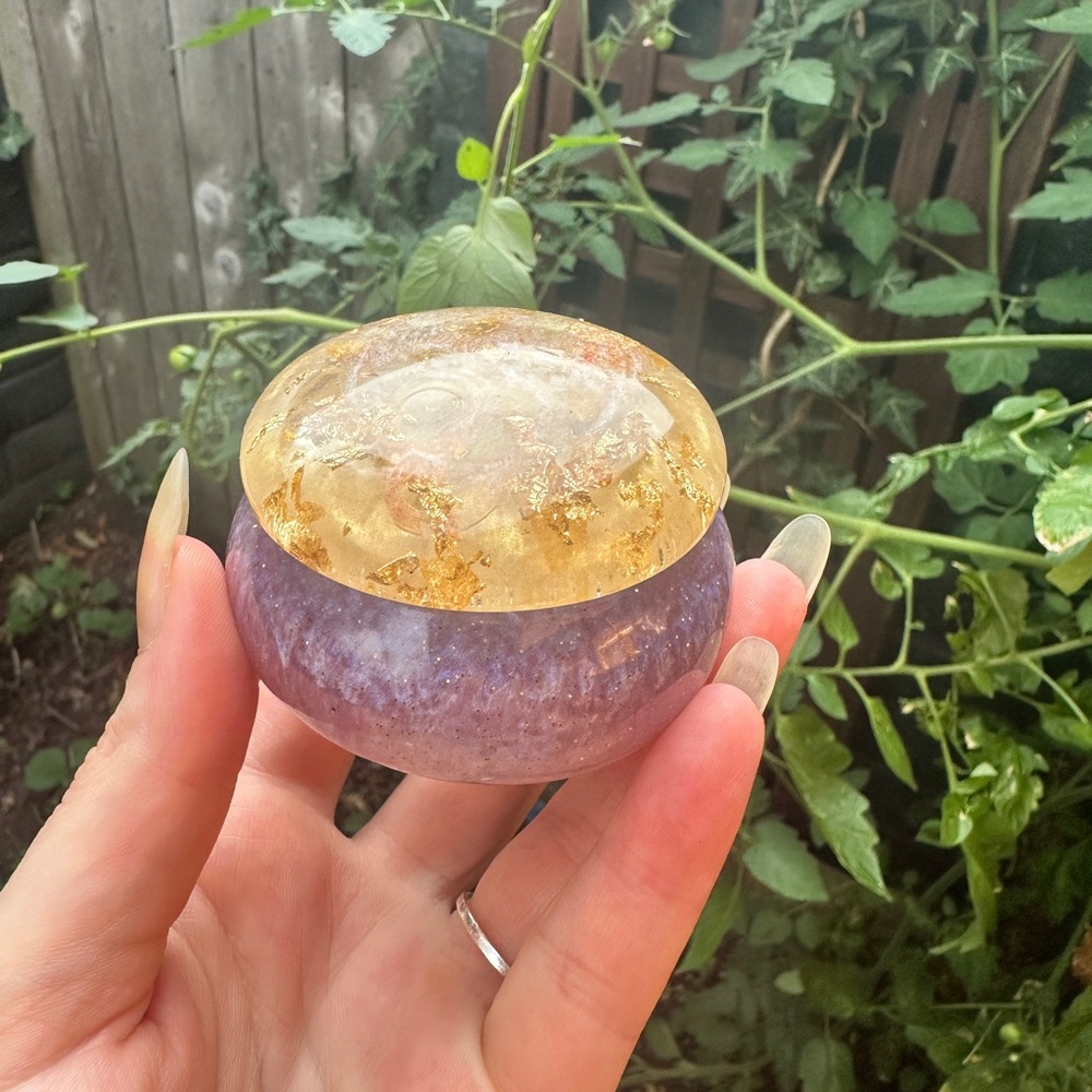 Handcrafted Purple & 24k Gold Dragon Shimmer Glitter Decorative Trinket Jar - Picture 10 of 12
